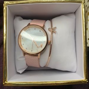 Pink “A” initial watch with matching bracelet